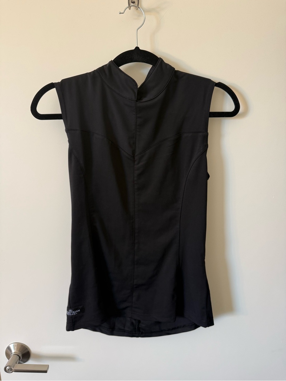 Equestrian Stockholm Mock Neck Black Sleeveless Tank Top